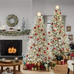 Home Decorators Collection 7.5 ft Kenwood Fraser Flocked Christmas Tree -Home Decorators Soldes home decorators collection pre lit christmas trees 21hd10008 77 1000