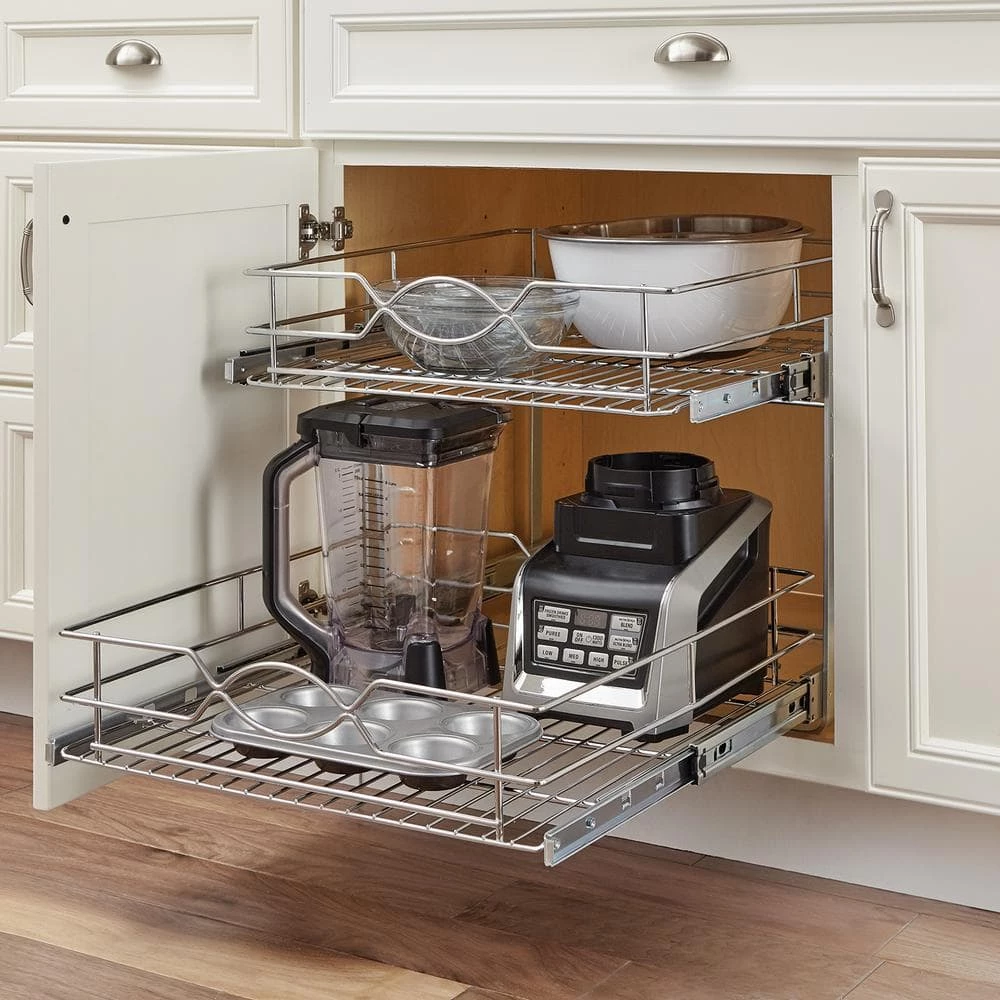 Home Decorators Collection 20 in. Double Tier Wire Pull-Out Basket 4 Home Decorators Collection 20 in. Double Tier Wire Pull-Out Basket - Image 2