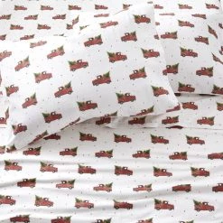 Home Decorators Collection Cozy Cotton Flannel Red Vintage Woody Truck 4-Piece Queen Sheet Set -Home Decorators Soldes home decorators collection sheet sets vwt 02 40 1000