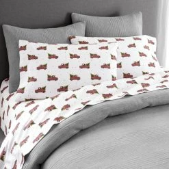 Home Decorators Collection Cozy Cotton Flannel Red Vintage Woody Truck 4-Piece Queen Sheet Set -Home Decorators Soldes home decorators collection sheet sets vwt 02 a0 1000