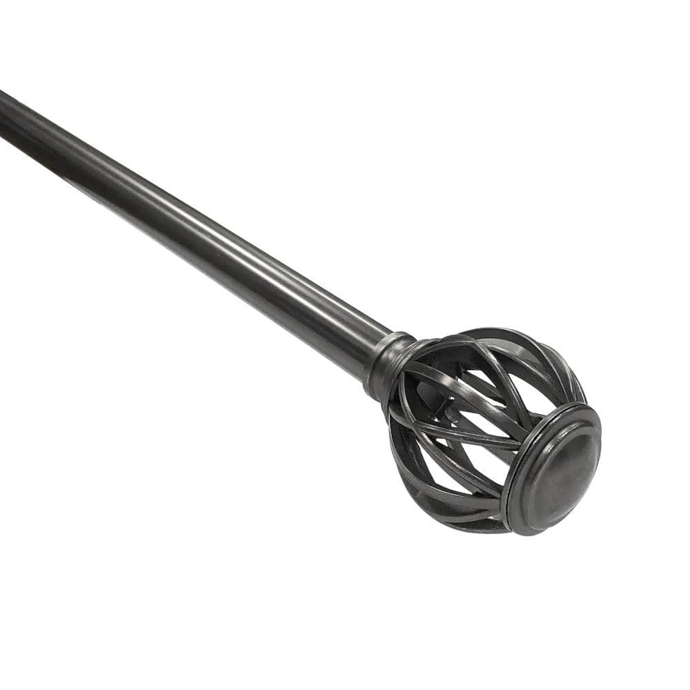Home Decorators Collection 36 in. - 72 in. Telescoping 1 in. Single Curtain Rod Kit in Gunmetal with Round Cage Finials 5 Home Decorators Collection 36 in. - 72 in. Telescoping 1 in. Single Curtain Rod Kit in Gunmetal with Round Cage Finials - Image 3