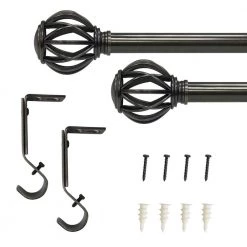 Home Decorators Collection 36 in. - 72 in. Telescoping 1 in. Single Curtain Rod Kit in Gunmetal with Round Cage Finials 10 Home Decorators Collection 36 in. - 72 in. Telescoping 1 in. Single Curtain Rod Kit in Gunmetal with Round Cage Finials -Home Decorators Soldes home decorators collection single curtain rods fpem10 13672gm c3 1000