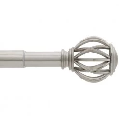 Home Decorators Collection 72 in. - 144 in. Telescoping 1 in. Single Curtain Rod Kit in Brushed Nickel with Round Cage Finials