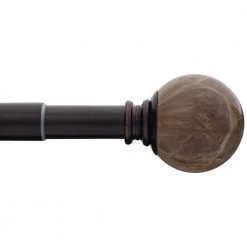Home Decorators Collection 72 in. - 144 in. Telescoping 1 in. Single Curtain Rod Kit in Oil Rubbed Bronze with Brown Marble Ball Finial