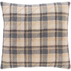 Home Decorators Collection Beige Plaid 18 in. x 18 in. Square Decorative Throw Pillow