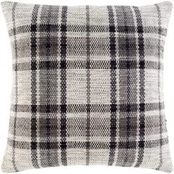 Home Decorators Collection Charcoal Gray Plaid 18 in. x 18 in. Square Decorative Throw Pillow