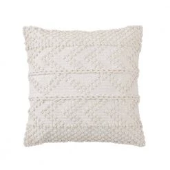 Home Decorators Collection Cream Woven Textured 18 in. x 18 in. Square Decorative Throw Pillow