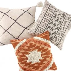 Home Decorators Collection Burnt Orange Geometric Textured Shag 18 in. x 18 in. Square Decorative Throw Pillow -Home Decorators Soldes home decorators collection throw pillows s00161061274 66 1000