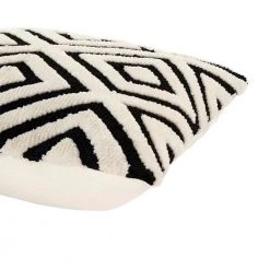 Home Decorators Collection Black and Ivory Geometric Diamond Textured Shag 18 in. x 18 in. Square Decorative Throw Pillow -Home Decorators Soldes home decorators collection throw pillows s00161061278 a0 1000