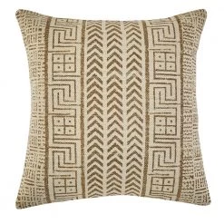 Home Decorators Collection Mustard Boho Geometric Block Print 18 in. x 18 in. Square Decorative Throw Pillow