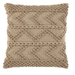 Home Decorators Collection Tan Herringbone Woven Textured 18 in. x 18 in. Square Decorative Throw Pillow