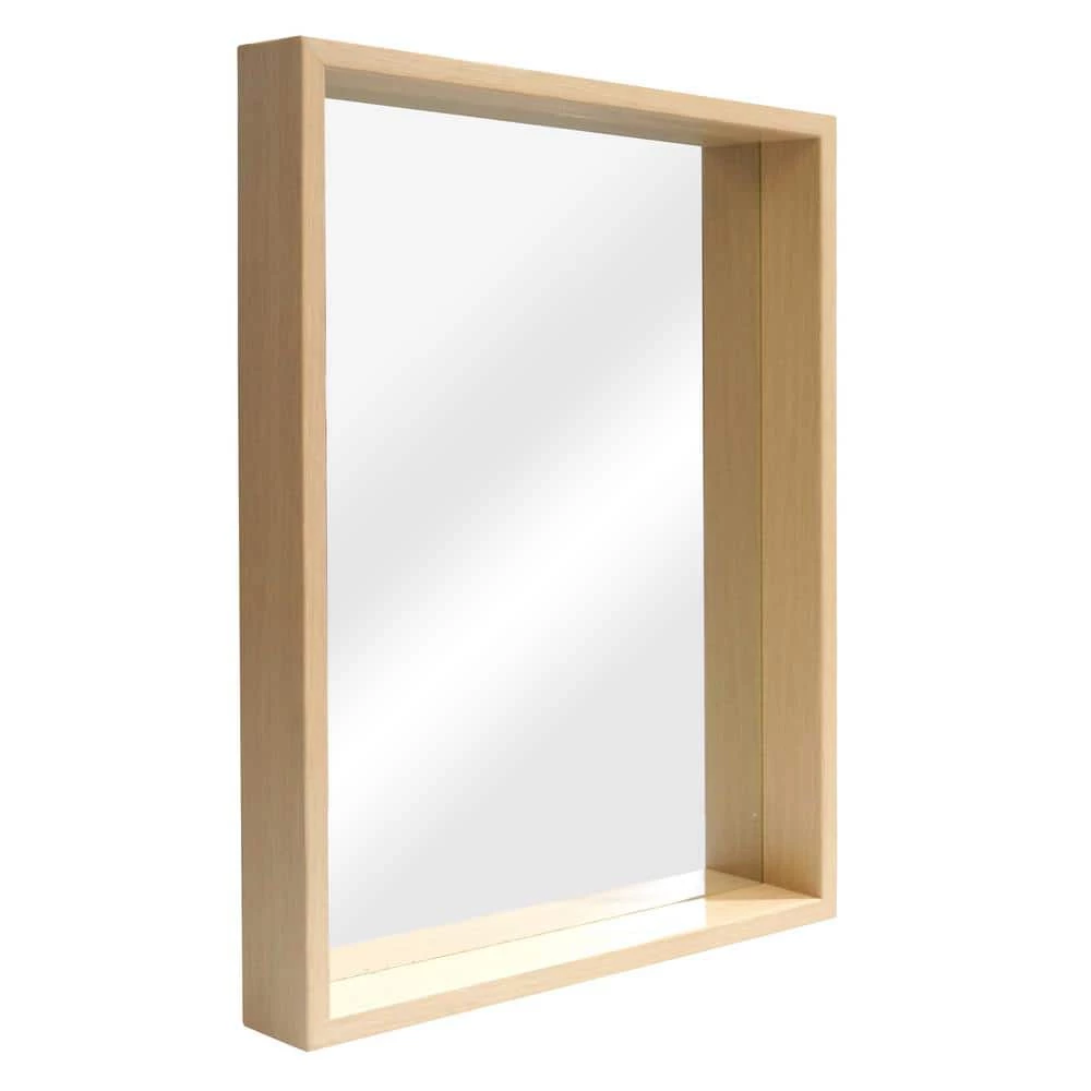 Home Decorators Collection 22 in. x 28 in. Classic Light Brown Wood PS Framed Polished Rectangle Vanity Mirror 4 Home Decorators Collection 22 in. x 28 in. Classic Light Brown Wood PS Framed Polished Rectangle Vanity Mirror - Image 2