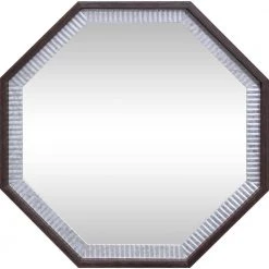 Home Decorators Collection 27 in. x 27 in. Reddish Brown Classic Irregular Framed Vanity Mirror