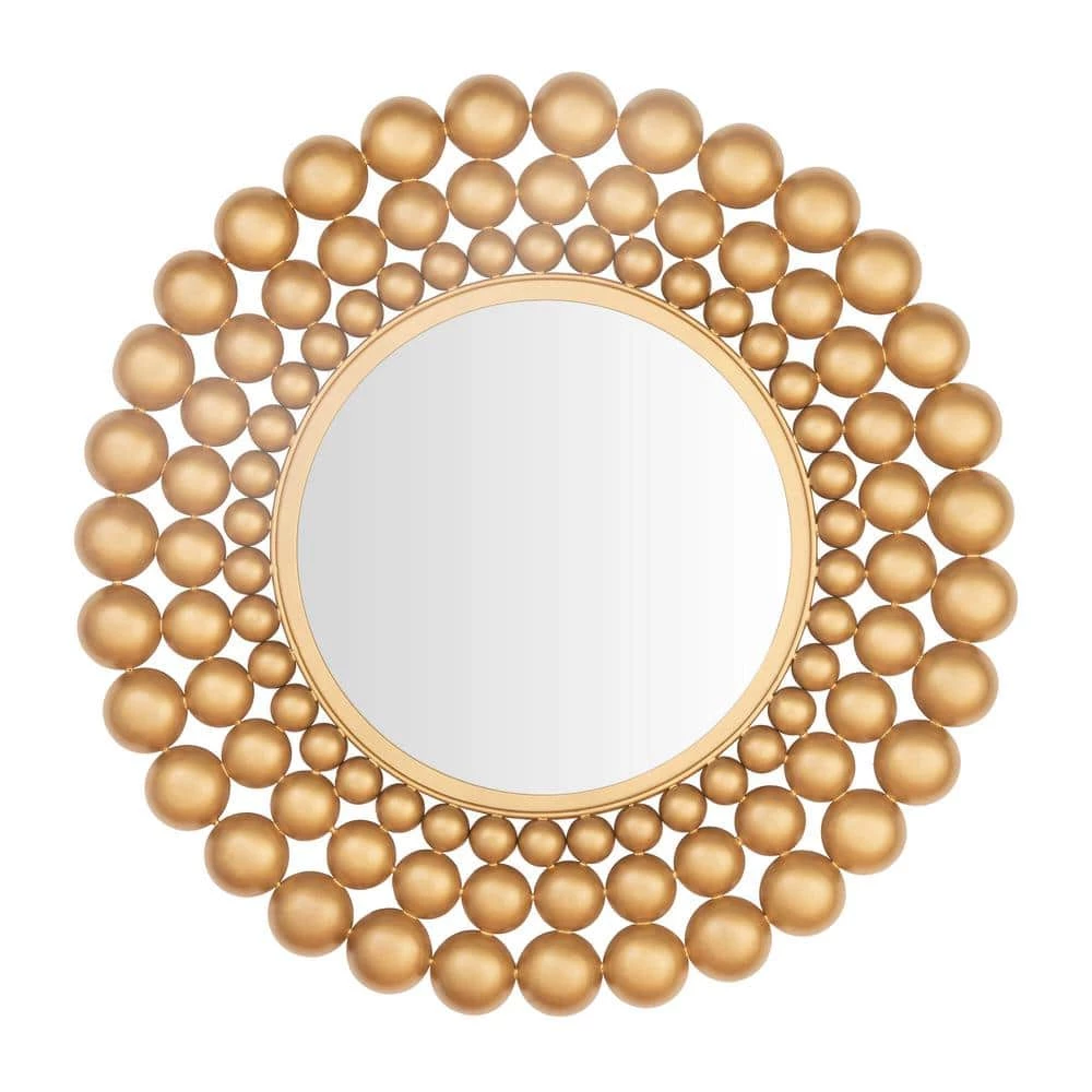Home Decorators Collection Medium Round Gold Bubble Glam Accent Mirror (27 in. Diameter) 3 Home Decorators Collection Medium Round Gold Bubble Glam Accent Mirror (27 in. Diameter)
