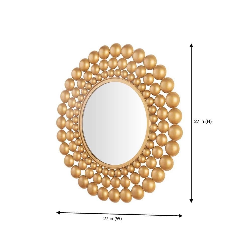 Home Decorators Collection Medium Round Gold Bubble Glam Accent Mirror (27 in. Diameter) 4 Home Decorators Collection Medium Round Gold Bubble Glam Accent Mirror (27 in. Diameter) - Image 2