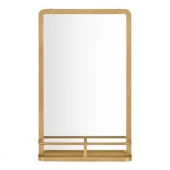 Home Decorators Collection Medium Modern Rectangular Gold Framed Mirror with Shelf (15 in. W x 24 in. H)
