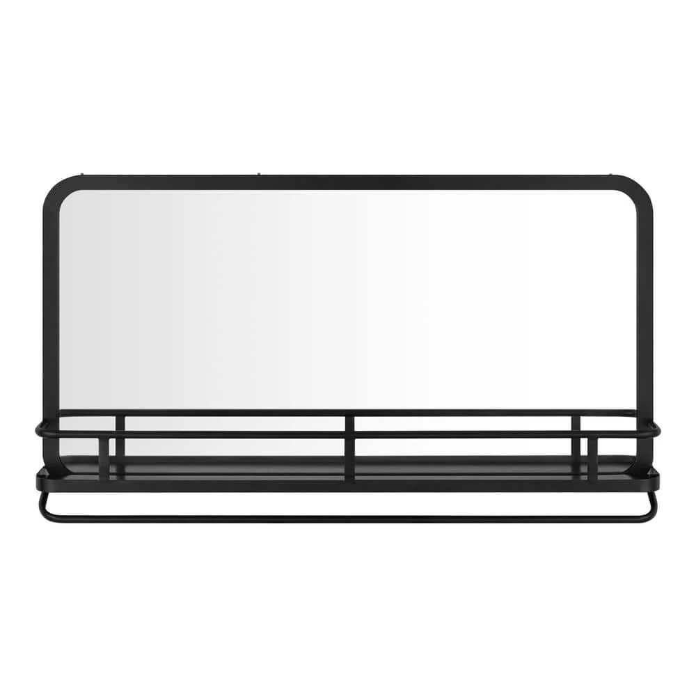 Home Decorators Collection Medium Modern Rectangular Black Framed Mirror with Shelf (30 in. W x 16 in. H) 3 Home Decorators Collection Medium Modern Rectangular Black Framed Mirror with Shelf (30 in. W x 16 in. H)