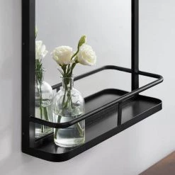 Home Decorators Collection Medium Modern Arched Black Framed Mirror with Shelf (16 in. W x 24 in. H) -Home Decorators Soldes home decorators collection wall mirrors dc21 36988 40 1000