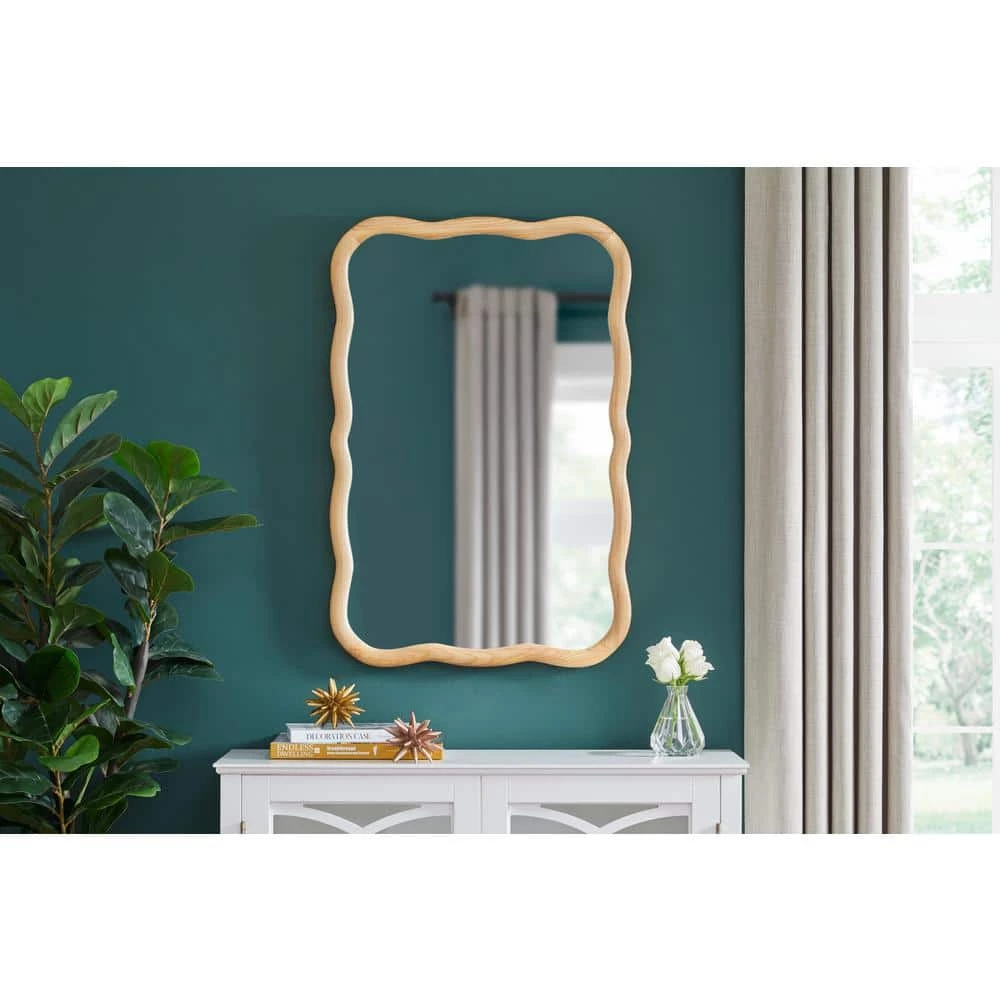 Home Decorators Collection Medium Wavy Natural Wood Framed Mirror (24 in. W x 36 in. H) 4 Home Decorators Collection Medium Wavy Natural Wood Framed Mirror (24 in. W x 36 in. H) - Image 2