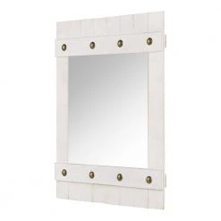 Home Decorators Collection Medium Brass Studded White Wooden Shiplap Mirror (30 in. W x 24 in. H) -Home Decorators Soldes home decorators collection wall mirrors h5 mh 837 1d 1000