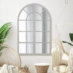 Home Decorators Collection 28.5 in. x 44.2 in. Light Brown Rustic Wood Arch Frame Vanity Mirror -Home Decorators Soldes home decorators collection wall mirrors lm 23 31 1000