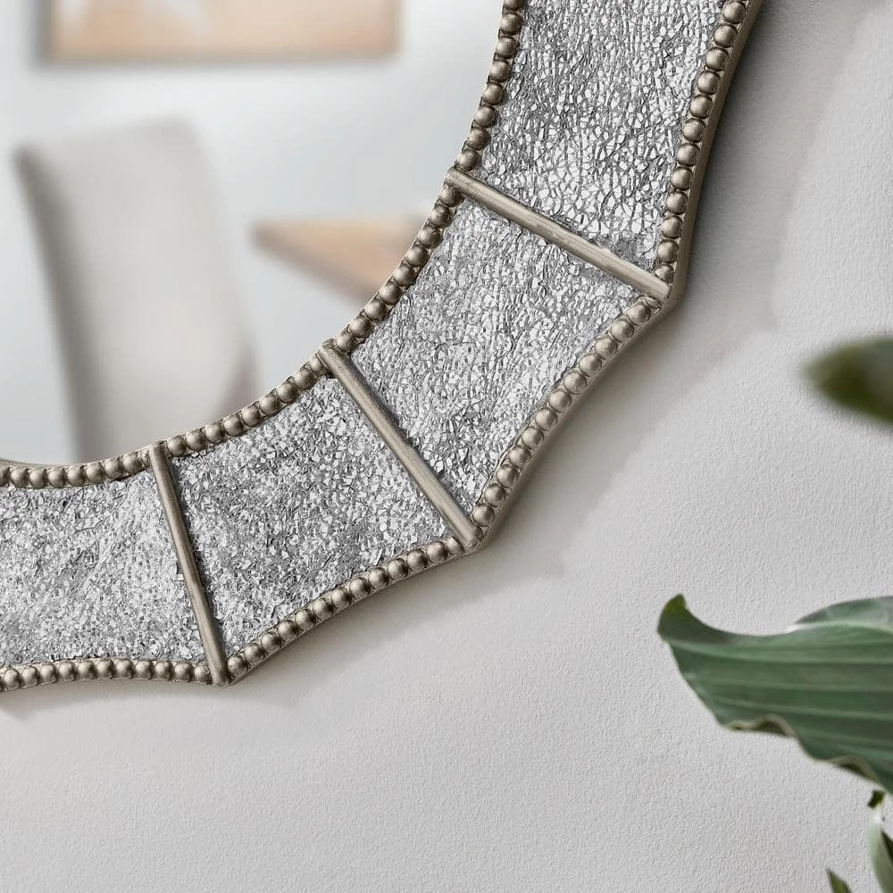 Home Decorators Collection Medium Round Silver Antiqued Glam Mirror (32 in. Diameter) 6 Home Decorators Collection Medium Round Silver Antiqued Glam Mirror (32 in. Diameter) - Image 4