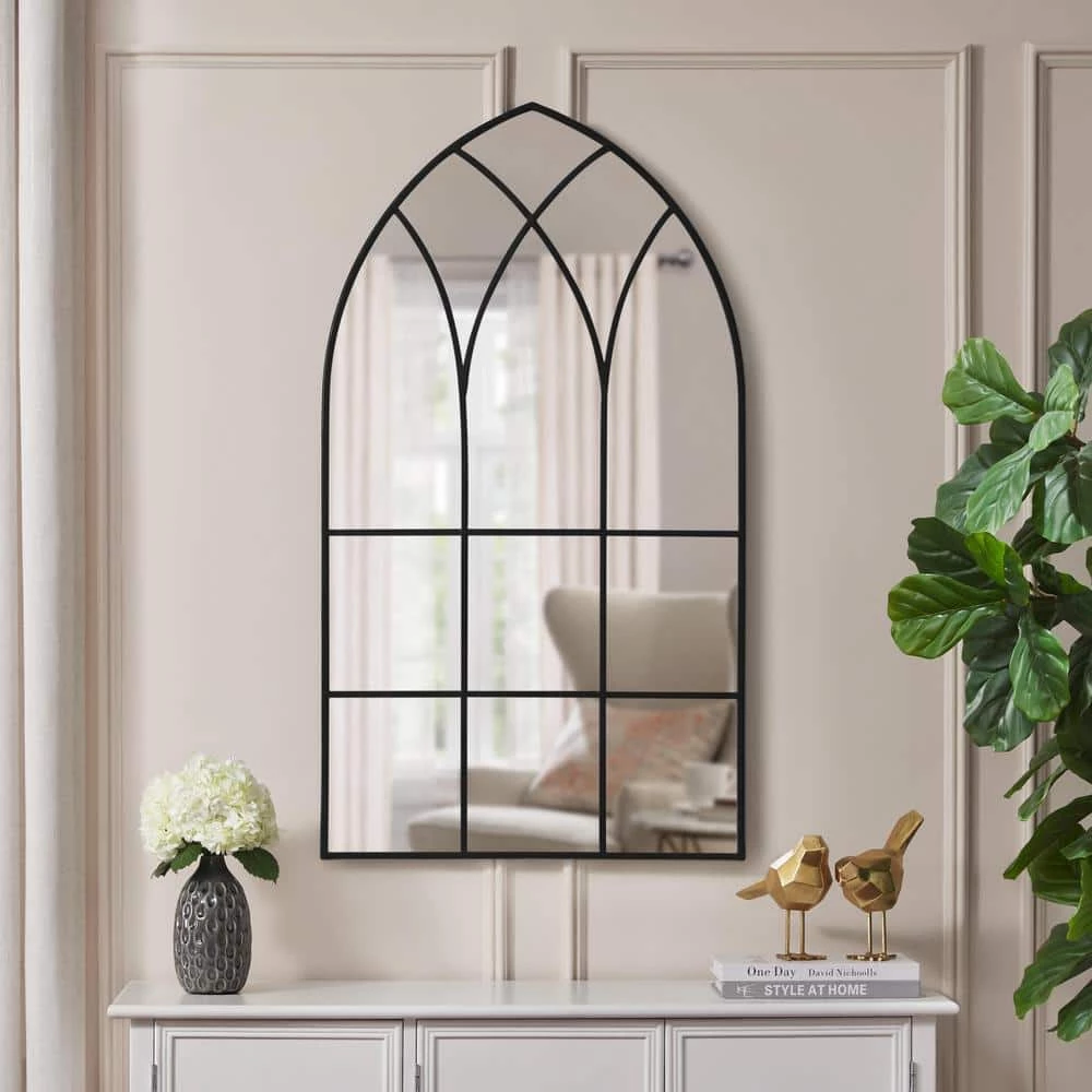 Home Decorators Collection Large Arched Black Windowpane Classic Accent Mirror (43 in. H x 24 in. W) 4 Home Decorators Collection Large Arched Black Windowpane Classic Accent Mirror (43 in. H x 24 in. W) - Image 2