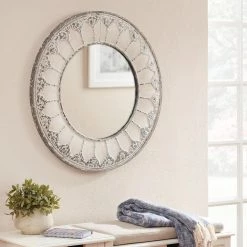 Home Decorators Collection Medium Round Ivory Antiqued Classic Accent Mirror (32 in. Diameter) -Home Decorators Soldes home decorators collection wall mirrors p180278 1xxa e1 1000