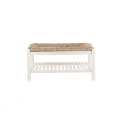 Home Decorators Collection Dorsey Ivory Wood Entryway Bench with Rush Seat (37.99 in. W x 17.72 in. H)