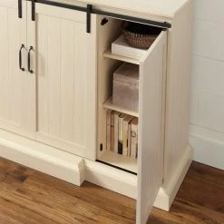 Home Decorators Collection Chastain 68 in. Freestanding Media Console Electric Fireplace TV Stand with Sliding Barn Door in Ivory -Home Decorators Soldes ivory home decorators collection fireplace tv stands 118076 31 1000