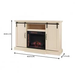 Home Decorators Collection Chastain 68 in. Freestanding Media Console Electric Fireplace TV Stand with Sliding Barn Door in Ivory -Home Decorators Soldes ivory home decorators collection fireplace tv stands 118076 40 1000