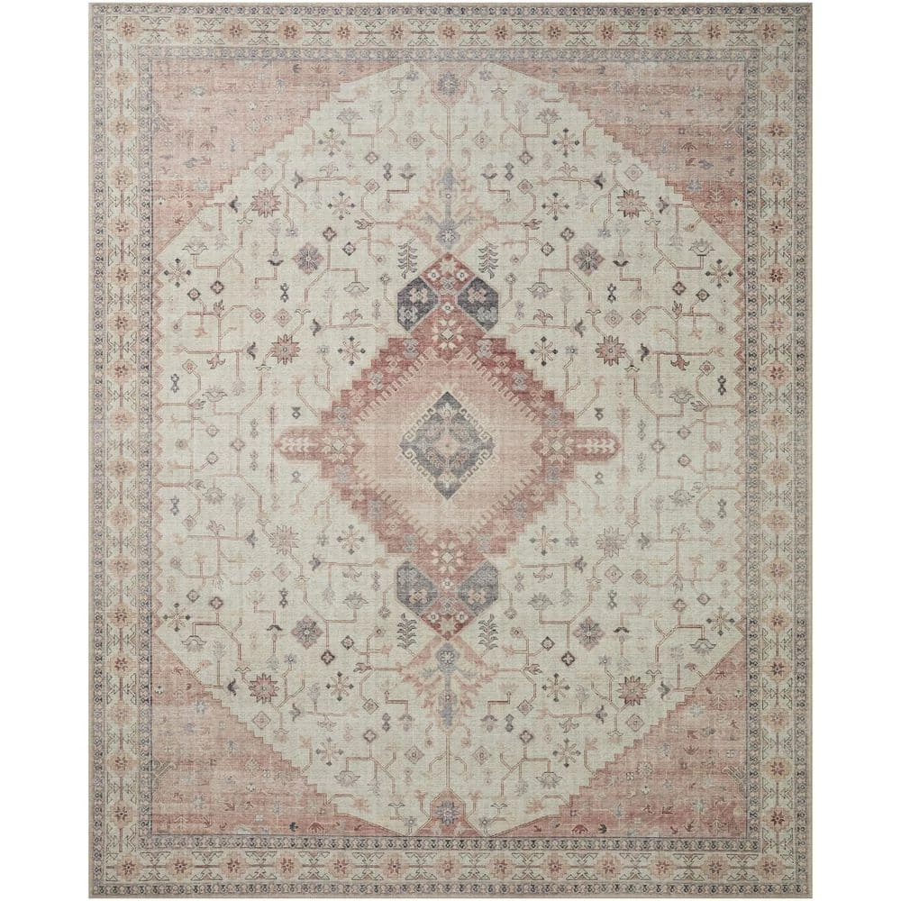 Home Decorators Collection Leesa Ivory/Rust 7 ft. 6 in. x 9 ft. 6 in. Medallion Polyester Area Rug 3 Home Decorators Collection Leesa Ivory/Rust 7 ft. 6 in. x 9 ft. 6 in. Medallion Polyester Area Rug