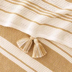Home Decorators Collection Light Brown Stripe Turkish Cotton Textured Throw Blanket with Tassels -Home Decorators Soldes light brown home decorators collection throw blankets dn 18821 40 1000