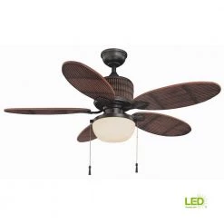 Home Decorators Collection Tahiti Breeze 52 in. LED Indoor/Outdoor Natural Iron Ceiling Fan with Mahogany Bamboo Accents -Home Decorators Soldes mahogany home decorators collection ceiling fans with lights ac303 ni mh 44 1000