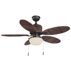 Home Decorators Collection Tahiti Breeze 52 in. LED Indoor/Outdoor Natural Iron Ceiling Fan with Mahogany Bamboo Accents