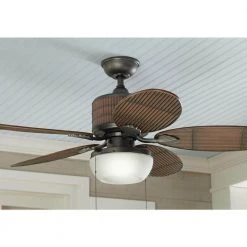 Home Decorators Collection Tahiti Breeze 52 in. LED Indoor/Outdoor Natural Iron Ceiling Fan with Mahogany Bamboo Accents -Home Decorators Soldes mahogany home decorators collection ceiling fans with lights ac303 ni mh fa 1000