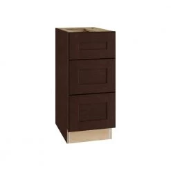 Home Decorators Collection Franklin Assembled 15x34.5x21 in Plywood Shaker Vanity Base Cabinet with 3 Soft Close Drawers in Stained Manganite