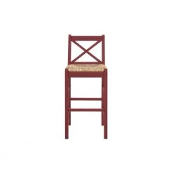 Home Decorators Collection Dorsey Mason Red Wood Bar Stool with Back and Woven Rush Seat