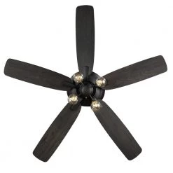 Home Decorators Collection 52 in. Bay City Indoor LED Matte Black with Brass Accents Dry Rated Ceiling Fan with Light Kit and 5 Reversible Blades -Home Decorators Soldes matte black brass home decorators collection ceiling fans with lights 59909 44 1000