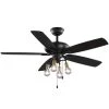 Home Decorators Collection 52 in. Bay City Indoor LED Matte Black with Brass Accents Dry Rated Ceiling Fan with Light Kit and 5 Reversible Blades -Home Decorators Soldes matte black brass home decorators collection ceiling fans with lights 59909 64 1000