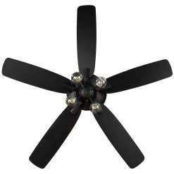 Home Decorators Collection 52 in. Bay City Indoor LED Matte Black with Brass Accents Dry Rated Ceiling Fan with Light Kit and 5 Reversible Blades -Home Decorators Soldes matte black brass home decorators collection ceiling fans with lights 59909 66 1000