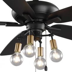 Home Decorators Collection 52 in. Bay City Indoor LED Matte Black with Brass Accents Dry Rated Ceiling Fan with Light Kit and 5 Reversible Blades -Home Decorators Soldes matte black brass home decorators collection ceiling fans with lights 59909 fa 1000