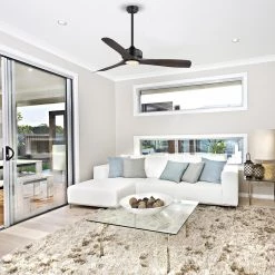 Home Decorators Collection Bayshire 60 in. LED Indoor/Outdoor Matte Black Ceiling Fan with Remote Control and White Color Changing Light Kit -Home Decorators Soldes matte black finish home decorators collection ceiling fans with lights 102l60mbkddw 66 1000