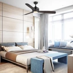 Home Decorators Collection Bayshire 60 in. LED Indoor/Outdoor Matte Black Ceiling Fan with Remote Control and White Color Changing Light Kit -Home Decorators Soldes matte black finish home decorators collection ceiling fans with lights 102l60mbkddw 77 1000