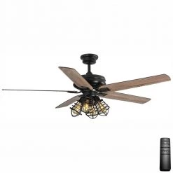 Home Decorators Collection Carlisle 60 in. LED Matte Black Ceiling Fan with Remote Control and Light Kit
