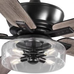 Home Decorators Collection Aberwell 56 in. LED Matte Black Indoor/Outdoor Ceiling Fan with Light Kit and Remote Control -Home Decorators Soldes matte black home decorators collection ceiling fans with lights 59202 1f 1000