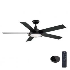 Home Decorators Collection Merienda 56 in. LED Matte Black Ceiling Fan with Light and Remote Control works with Google and Alexa