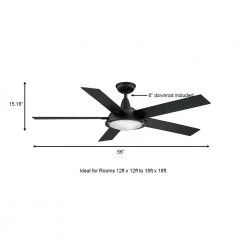 Home Decorators Collection Merienda 56 in. LED Matte Black Ceiling Fan with Light and Remote Control works with Google and Alexa -Home Decorators Soldes matte black home decorators collection ceiling fans with lights am686 mbk b a0 1000