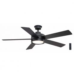 Home Decorators Collection Baxtan 56 in. LED Matte Black Ceiling Fan with Light and Remote Control