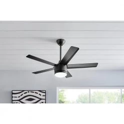 Home Decorators Collection Merwry 48 in. Integrated LED Indoor Matte Black Ceiling Fan with Light Kit and Remote Control -Home Decorators Soldes matte black home decorators collection ceiling fans with lights sw1422 48in mbk e1 1000